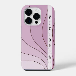 Blush Pink Shades Retro Waves Personal Name iPhone 14 Pro Case