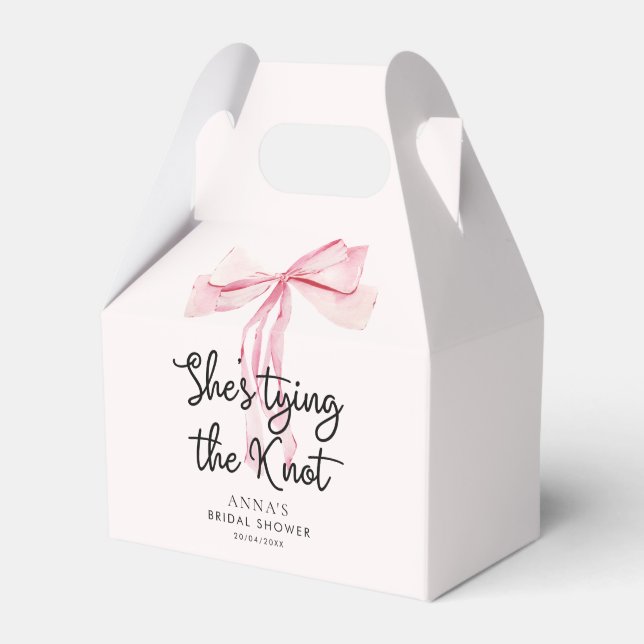 Blush Pink She Tying The Knot Bridal Shower Favor Box (Front Side)