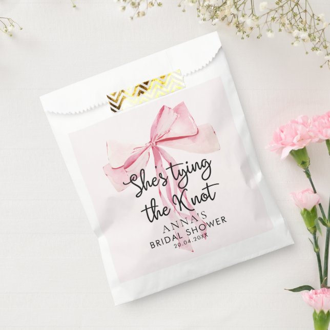 Blush Pink She's Tying The Knot Bridal Shower Favour Bag (Sealed)