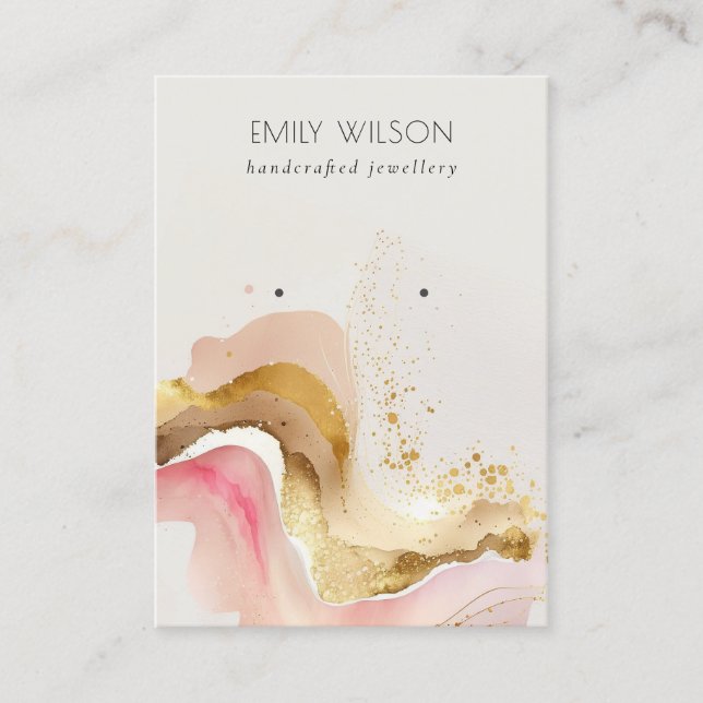 Blush Pink Shiny Glitter Texture Earring Display Business Card (Front)