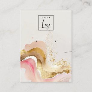 Blush Pink Shiny Logo Earring Necklace Display Business Card