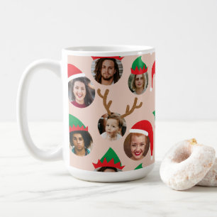 Blush Pink Silly Christmas Hat Six Photo Collage Coffee Mug