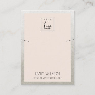 BLUSH PINK SILVER BORDER LOGO NECKLACE DISPLAY BUSINESS CARD
