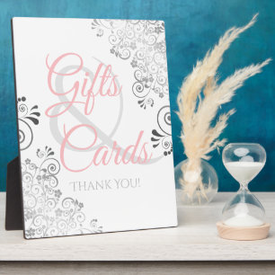 Blush Pink Silver Frills Wedding Gifts & Cards Plaque