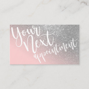 Blush Pink Silver Glitter Gradient Typography Appointment Card