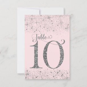 Blush Pink Silver Glitter Table Numbers Number 10