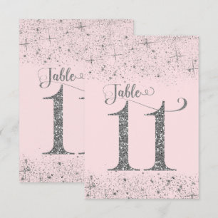 Blush Pink Silver Glitter Table Numbers Number 11