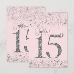 Blush Pink Silver Glitter Table Numbers Number 15