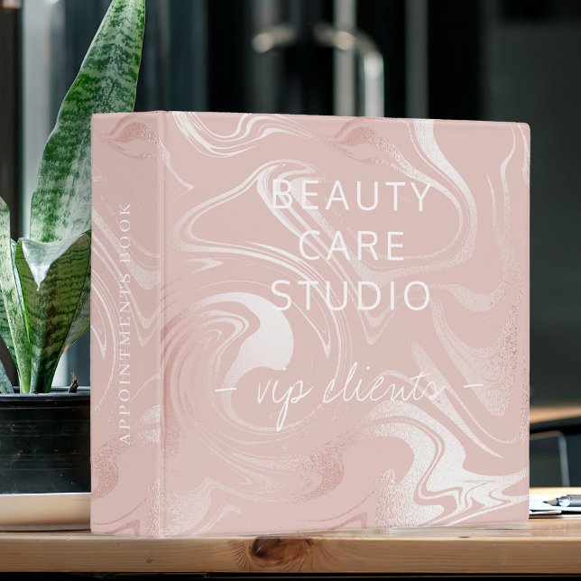 Blush pink silver marble salon appointment book binder (Creator Uploaded)