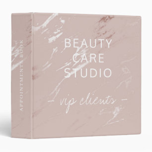 Blush pink silver marble services appointment book binder