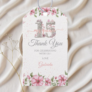 Blush Pink Silver Mis Quince Quinceañera Gift Tags