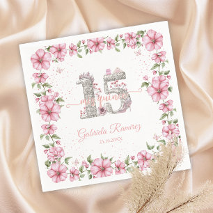 Blush Pink Silver Mis Quince Quinceañera  Napkin