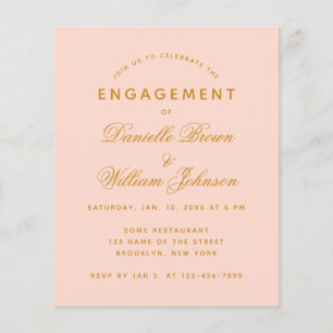 Blush Pink Simple Budget Engagement Invitation