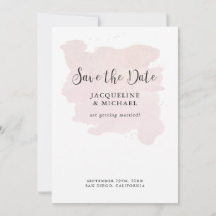 Blush Pink Simple Elegant Modern Script Watercolor Save The Date