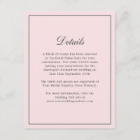 Blush Pink Simple Elegant Wedding Info Details