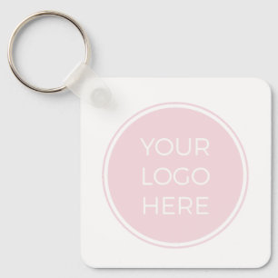Blush Pink Simple Logo QR Code Keychain