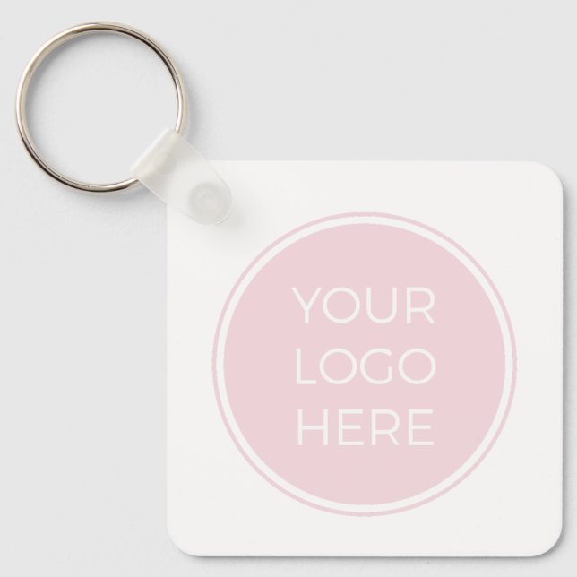 Blush Pink Simple Logo QR Code Keychain (Front)