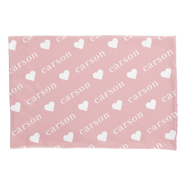 Blush Pink Simple Personalized Repeating Name Pillowcase (Front)