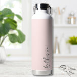 Blush Pink Simple Script Your Name Water Bottle<br><div class="desc">Simple yet stunning.  Personalize this water bottle with your name,  or a loved ones name.  A simple elegant script typography with a girly edge.  Change out the background and font colours to anything you want. Blush Pink Trendy Simple Your Name Minimalist Water Bottle</div>