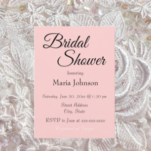 Blush Pink Simple Style Bridal Shower Invitation