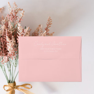 Blush Pink Simple Style Modern Script Wedding Envelope