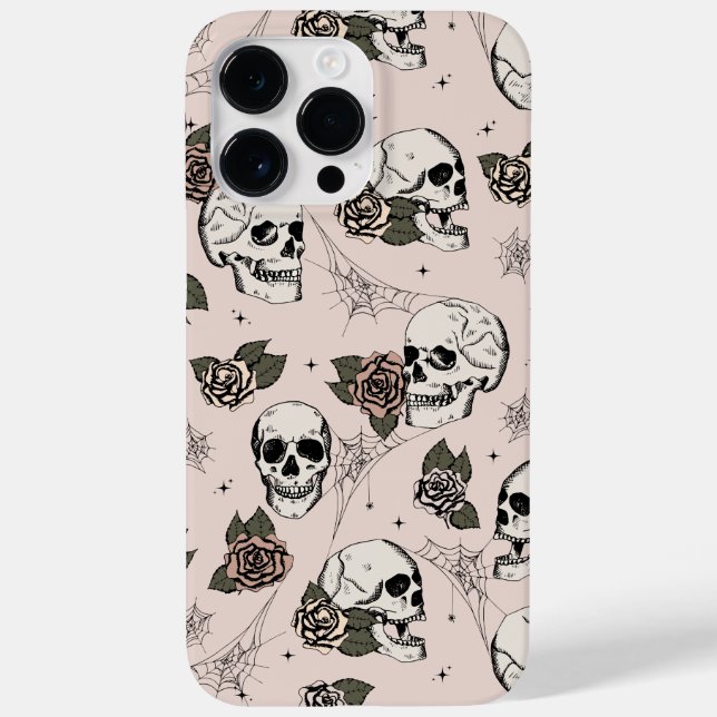 Blush Pink Skulls and Roses Case-Mate iPhone Case (Back)