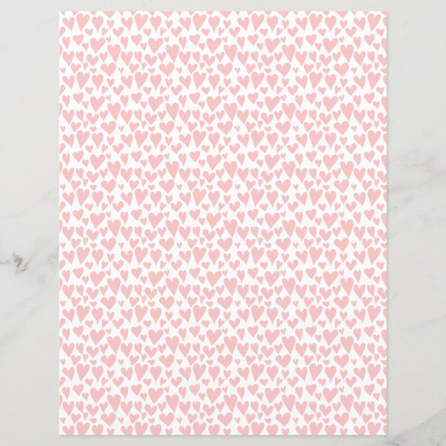 Blush Pink Small Hearts White Scrapbook Paper (Front)