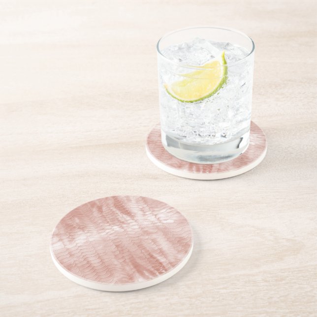 Blush Pink Snake Print Coaster (Side)
