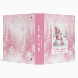 Blush Pink Snowman Christmas Memory Album Kids Binder