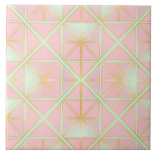 Blush Pink Soft Mint Gold Luxury Trendy Collection Tile
