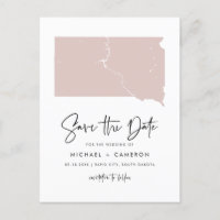 Blush Pink South Dakota Map Script Save the Date