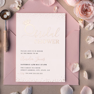 Blush Pink Sparkle Ring Rose Gold Bridal Shower
