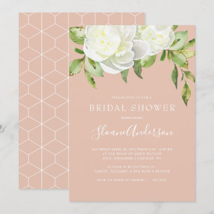 Blush Pink Spring Floral Peony Bridal Shower Invitation