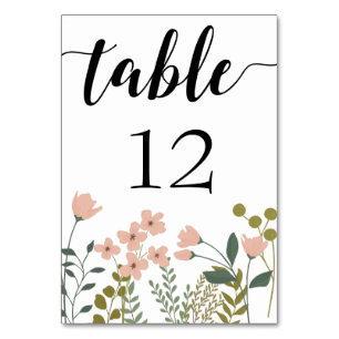 Blush Pink Spring Floral Wedding Table Number