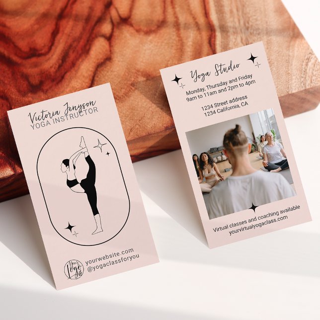 Blush pink star Yoga instructor studio teacher Business Card (Creator Uploaded)