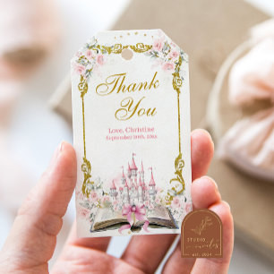 Blush Pink Storybook 1st Birthday Thank You Tag
