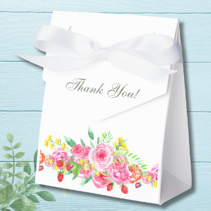 Blush Pink Strawberry Peony Bridal Shower  Favor Box