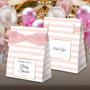 Blush Pink Stripe Elegant Gold Baby Shower Favor Box