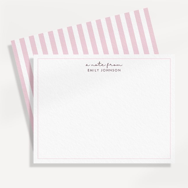 Blush Pink Stripe Minimalist a Note From Flat Note Invitation (Creator Uploaded)