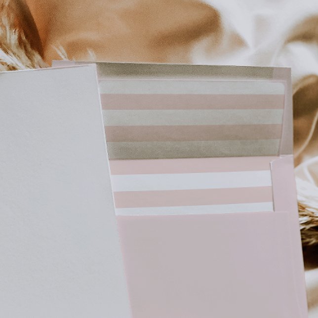 Blush Pink Stripe Pre-Printed Return Address 5x7 Envelopes (Creator Uploaded)