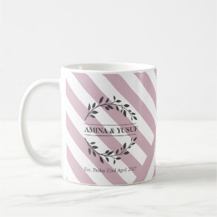 Blush Pink Striped Botanical Wreath Mug