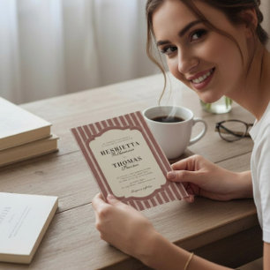 Blush Pink Striped Elegant Wedding Invitation