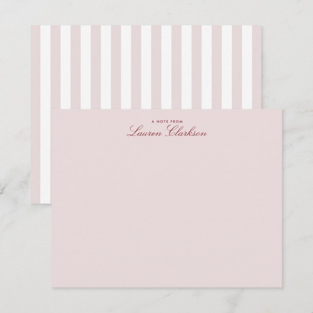 Blush Pink Striped Modern Stationery Note Card (Front/Back)