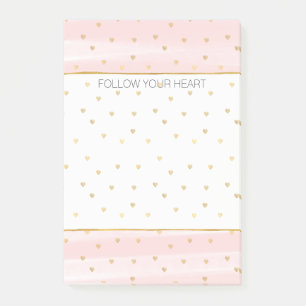 Blush Pink Stripes Gold Hearts Post-it Notes