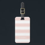 Blush Pink Stripes & Monogram | Modern Minimal Luggage Tag<br><div class="desc">White and light pink stripes with your name or initials toward the bottom. The back features your contact information in pink text on a white background. Minimalist design with personalization.</div>