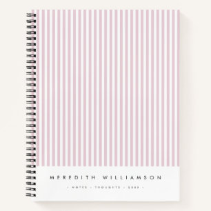 Blush Pink Stripes Personalized Notebook