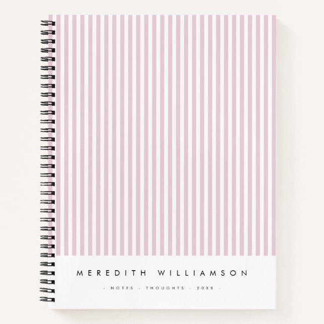 Blush Pink Stripes Personalized Notebook (Front)