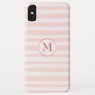 Blush Pink Stripes Rose Monogram Personalized iPhone XS Max Case