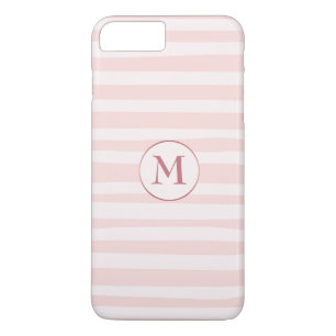 Blush Pink Stripes Rose Monogram Personalized Case-Mate iPhone Case
