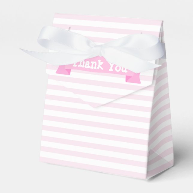 Blush Pink Stripes | Thank You Favor Box (Front Side)